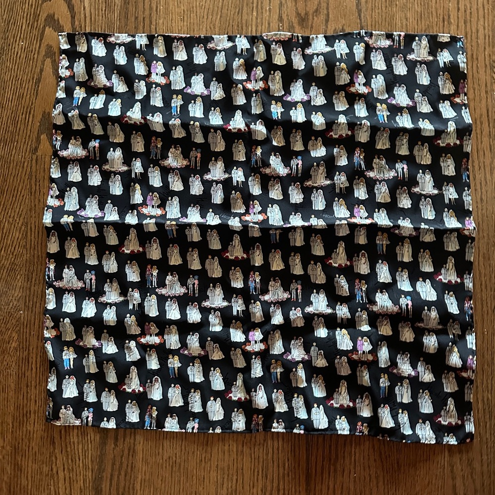 Nicole Miller wedding theme vintage pocket square silk scarf